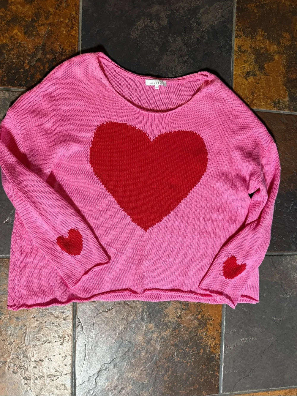 Miracle Pink Sweater with Red Heart Intarsia
